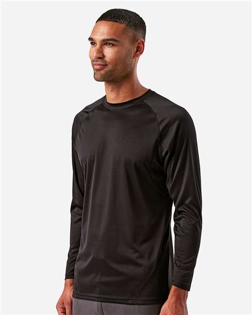TriDri TD050 Unisex Panelled Long Sleeve Tech T-Shirt - Black - model side