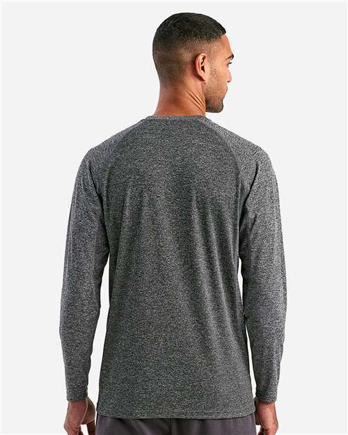 TriDri TD050 Unisex Panelled Long Sleeve Tech T-Shirt - Black Melange - model back