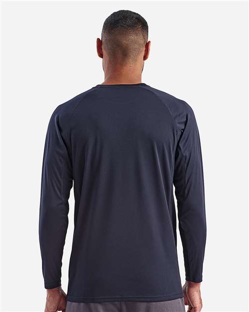 TriDri TD050 Unisex Panelled Long Sleeve Tech T-Shirt - French Navy - model back