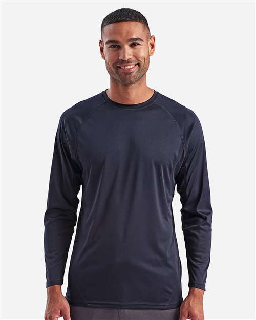 TriDri TD050 Unisex Panelled Long Sleeve Tech T-Shirt - French Navy - model front