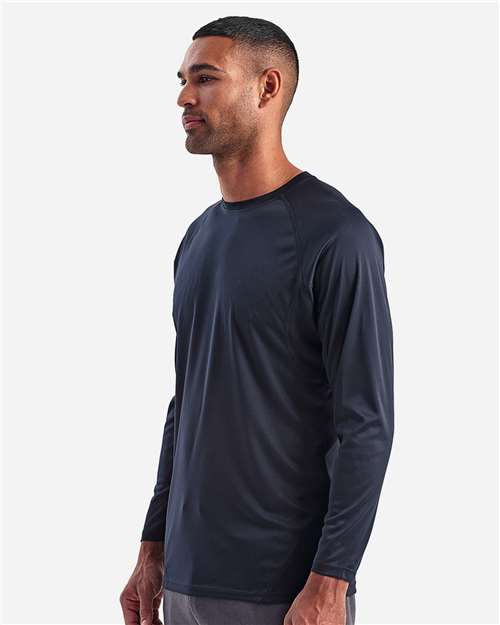 TriDri TD050 Unisex Panelled Long Sleeve Tech T-Shirt - French Navy - model side