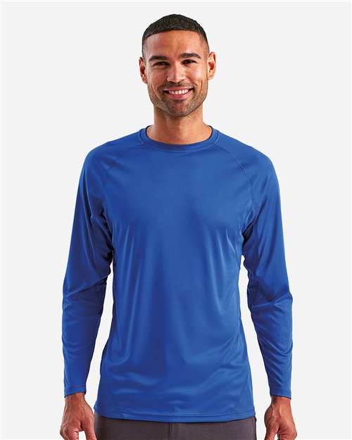 TriDri TD050 Unisex Panelled Long Sleeve Tech T-Shirt - Royal - model front
