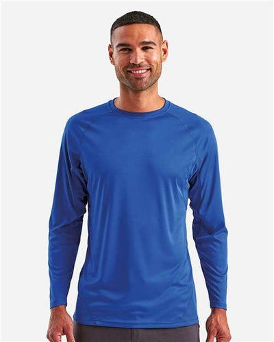 TriDri TD050 Unisex Panelled Long Sleeve Tech T-Shirt - Royal - model front