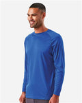 TriDri TD050 Unisex Panelled Long Sleeve Tech T-Shirt - Royal - model side