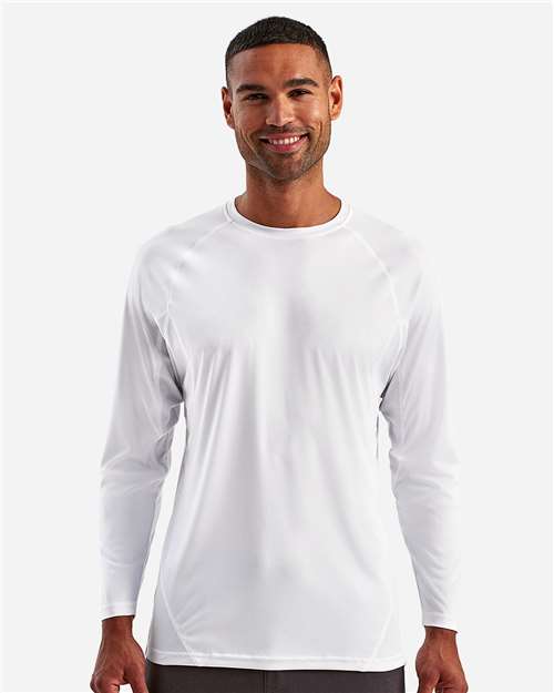 TriDri TD050 Unisex Panelled Long Sleeve Tech T-Shirt - White - model front