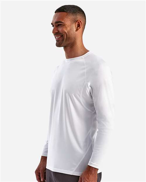 TriDri TD050 Unisex Panelled Long Sleeve Tech T-Shirt - White - model side