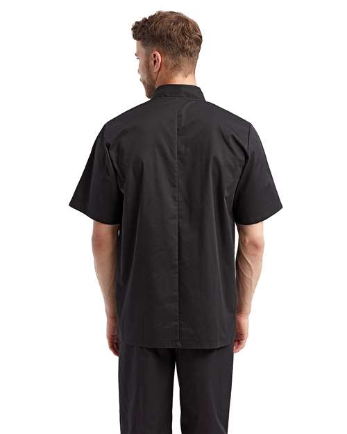 Artisan Collection by Reprime RP656 Unisex Short Sleeve Recycled Chef Coat - Black - model back
