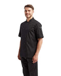 Artisan Collection by Reprime RP656 Unisex Short Sleeve Recycled Chef Coat - Black - model side