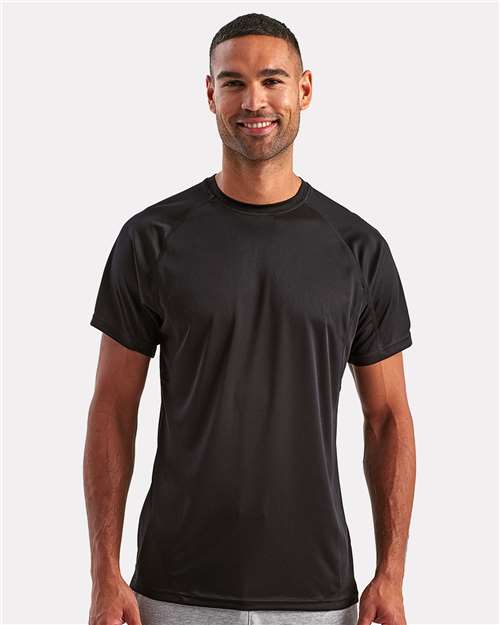 TriDri TD011 Unisex Panelled Tech T-Shirt - Black - model front