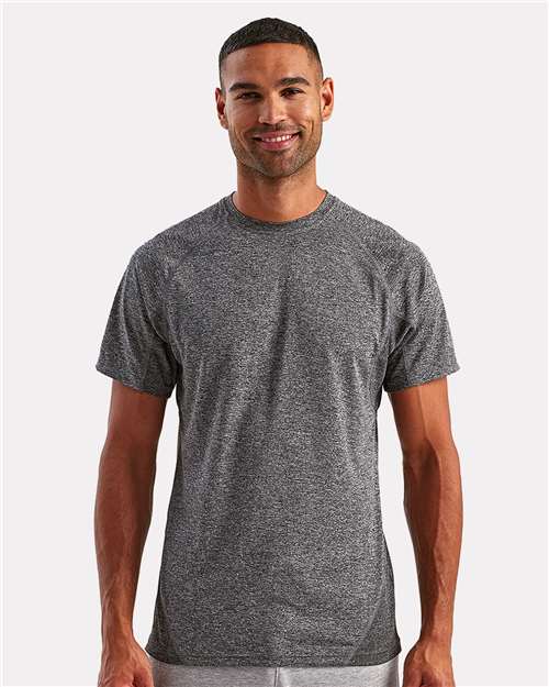 TriDri TD011 Unisex Panelled Tech T-Shirt - Black Melange - model front