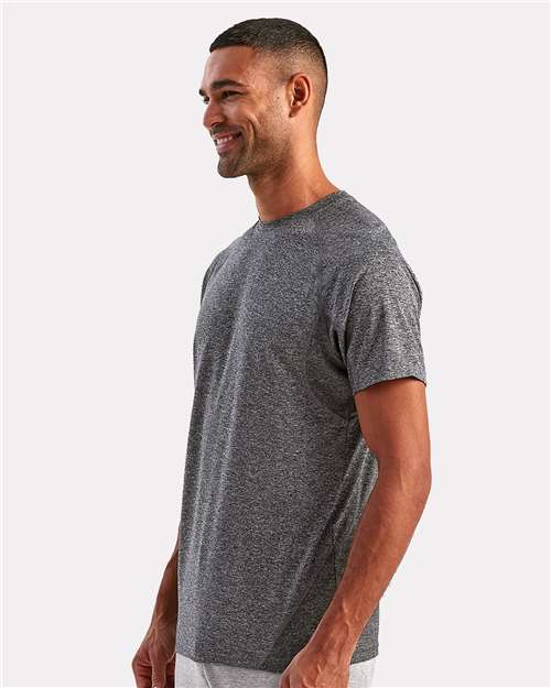 TriDri TD011 Unisex Panelled Tech T-Shirt - Black Melange - model side