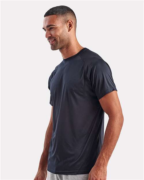 TriDri TD011 Unisex Panelled Tech T-Shirt - French Navy - model side