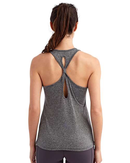 TriDri TD042 Women's Knot Back Venus Tank - Black Melange - model back