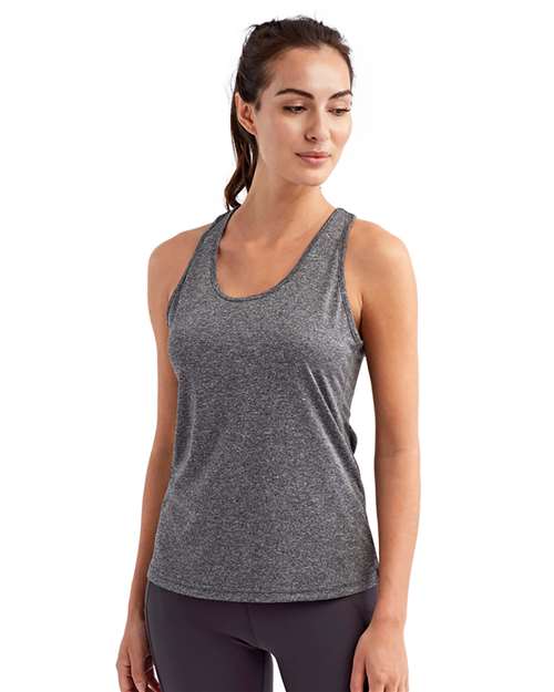 TriDri TD042 Women's Knot Back Venus Tank - Black Melange - model front