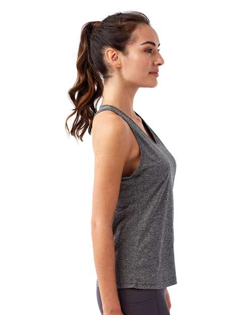 TriDri TD042 Women's Knot Back Venus Tank - Black Melange - model side