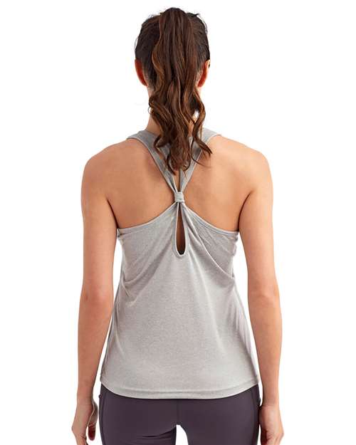 TriDri TD042 Women's Knot Back Venus Tank - Silver Melange - model back