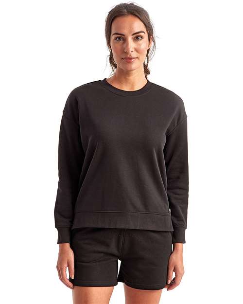 TriDri TD600 Women's Billie Side-Zip Crewneck Sweatshirt - Black - model front