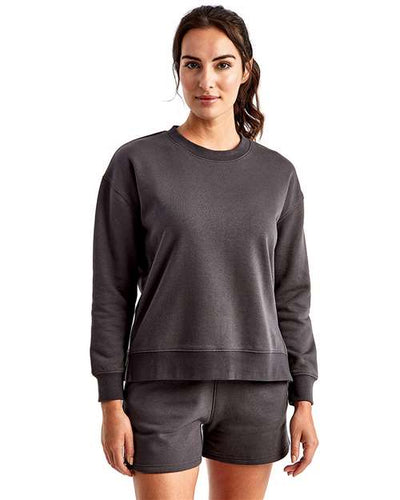 TriDri TD600 Women's Billie Side-Zip Crewneck Sweatshirt - Charcoal - model front