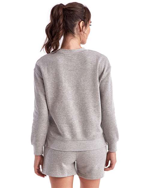 TriDri TD600 Women's Billie Side-Zip Crewneck Sweatshirt - Heather Grey - model back