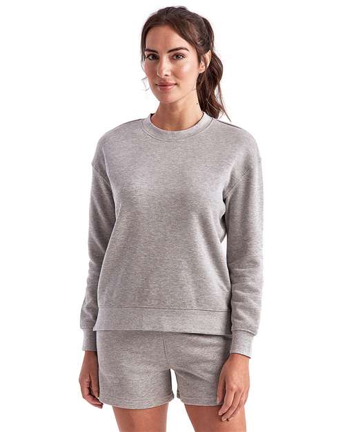 TriDri TD600 Women's Billie Side-Zip Crewneck Sweatshirt - Heather Grey - model front