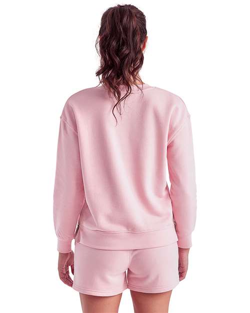 TriDri TD600 Women's Billie Side-Zip Crewneck Sweatshirt - Light Pink - model back