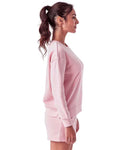 TriDri TD600 Women's Billie Side-Zip Crewneck Sweatshirt - Light Pink - model side
