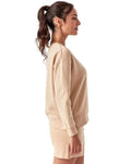 TriDri TD600 Women's Billie Side-Zip Crewneck Sweatshirt - Nude - model side