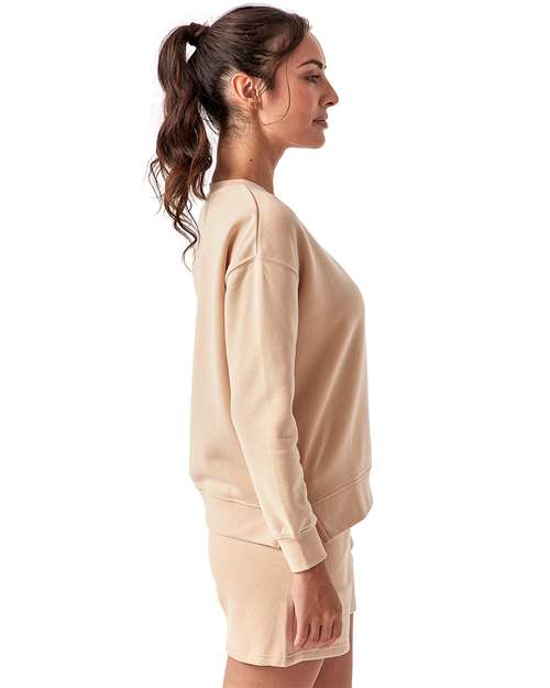 TriDri TD600 Women's Billie Side-Zip Crewneck Sweatshirt - Nude - model side
