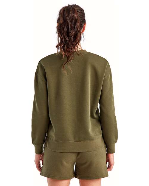 TriDri TD600 Women's Billie Side-Zip Crewneck Sweatshirt - Olive - model back