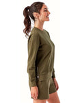 TriDri TD600 Women's Billie Side-Zip Crewneck Sweatshirt - Olive - model side