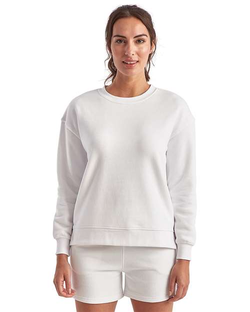 TriDri TD600 Women's Billie Side-Zip Crewneck Sweatshirt - White - model front