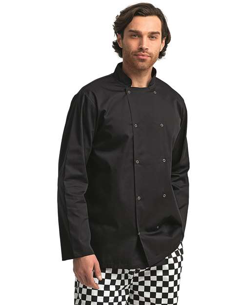 Artisan Collection by Reprime RP665 Unisex Ten Studded Front Chef Coat - Black - model front