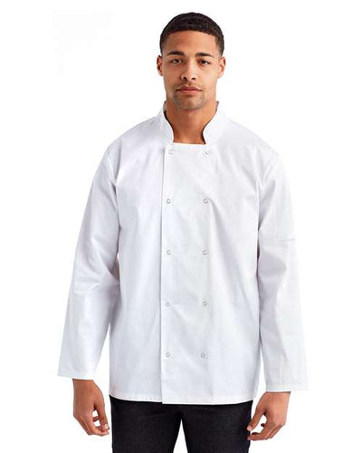 Artisan Collection by Reprime RP665 Unisex Ten Studded Front Chef Coat - White - model front