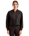 TriDri TD077 Women's Alice Half-Zip Hooded Sweatshirt - Black - model front