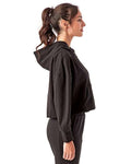 TriDri TD077 Women's Alice Half-Zip Hooded Sweatshirt - Black - model side