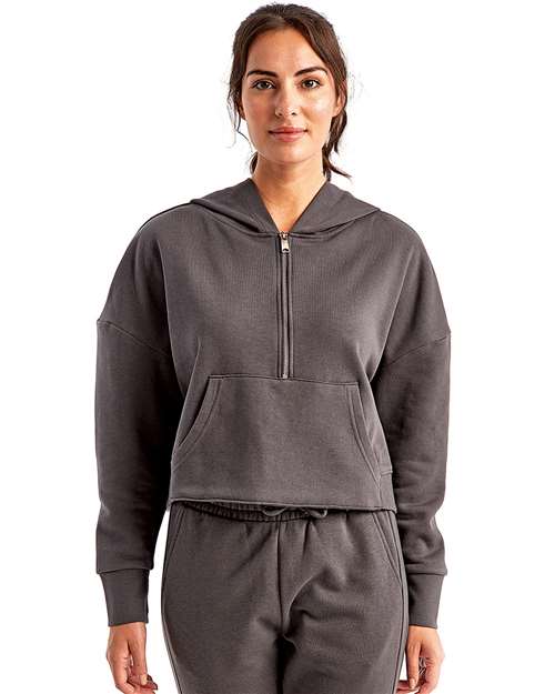 TriDri TD077 Women's Alice Half-Zip Hooded Sweatshirt - Charcoal - model front