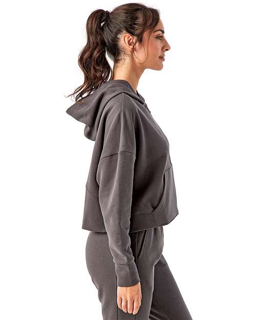 TriDri TD077 Women's Alice Half-Zip Hooded Sweatshirt - Charcoal - model side