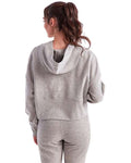 TriDri TD077 Women's Alice Half-Zip Hooded Sweatshirt - Heather Grey - model back