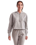 TriDri TD077 Women's Alice Half-Zip Hooded Sweatshirt - Heather Grey - model front