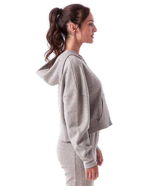 TriDri TD077 Women's Alice Half-Zip Hooded Sweatshirt - Heather Grey - model side