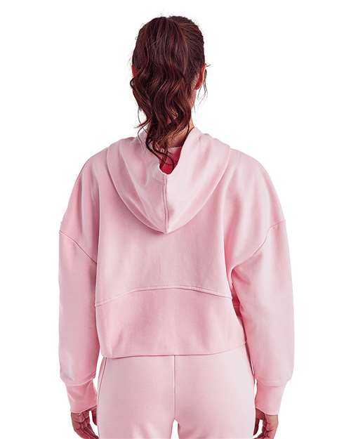 TriDri TD077 Women's Alice Half-Zip Hooded Sweatshirt - Light Pink - model back
