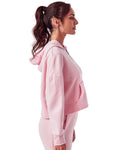 TriDri TD077 Women's Alice Half-Zip Hooded Sweatshirt - Light Pink - model side