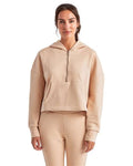 TriDri TD077 Women's Alice Half-Zip Hooded Sweatshirt - Nude - model front