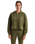 TriDri TD077 Women's Alice Half-Zip Hooded Sweatshirt - Olive - model front