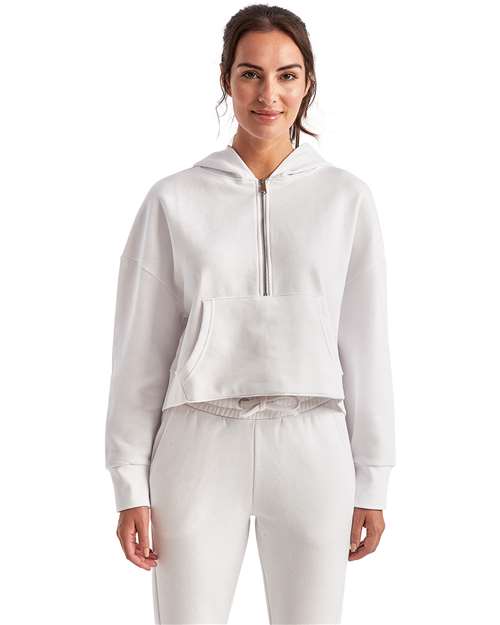 TriDri TD077 Women's Alice Half-Zip Hooded Sweatshirt - White - model front