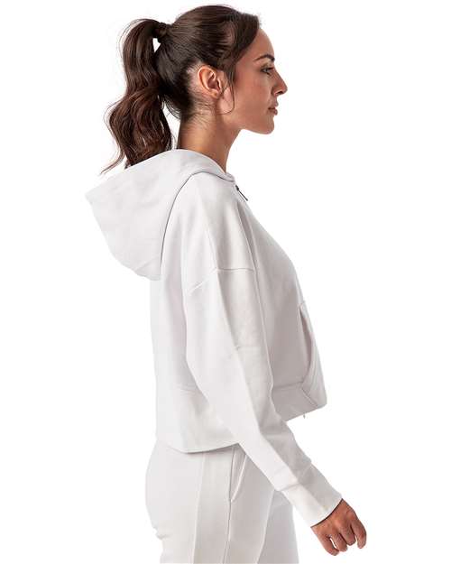 TriDri TD077 Women's Alice Half-Zip Hooded Sweatshirt - White - model side