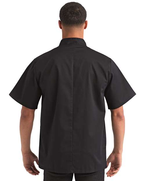 Artisan Collection by Reprime RP664 Unisex Ten Studded Front Short Sleeve Chef Coat - Black - model back