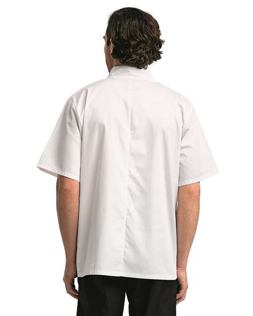Artisan Collection by Reprime RP664 Unisex Ten Studded Front Short Sleeve Chef Coat - White - model back