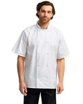 Artisan Collection by Reprime RP664 Unisex Ten Studded Front Short Sleeve Chef Coat - White - model front