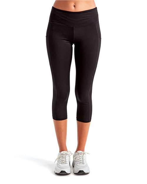 TriDri TD533 Women's Performance Calf-Length Leggings - Black - model front